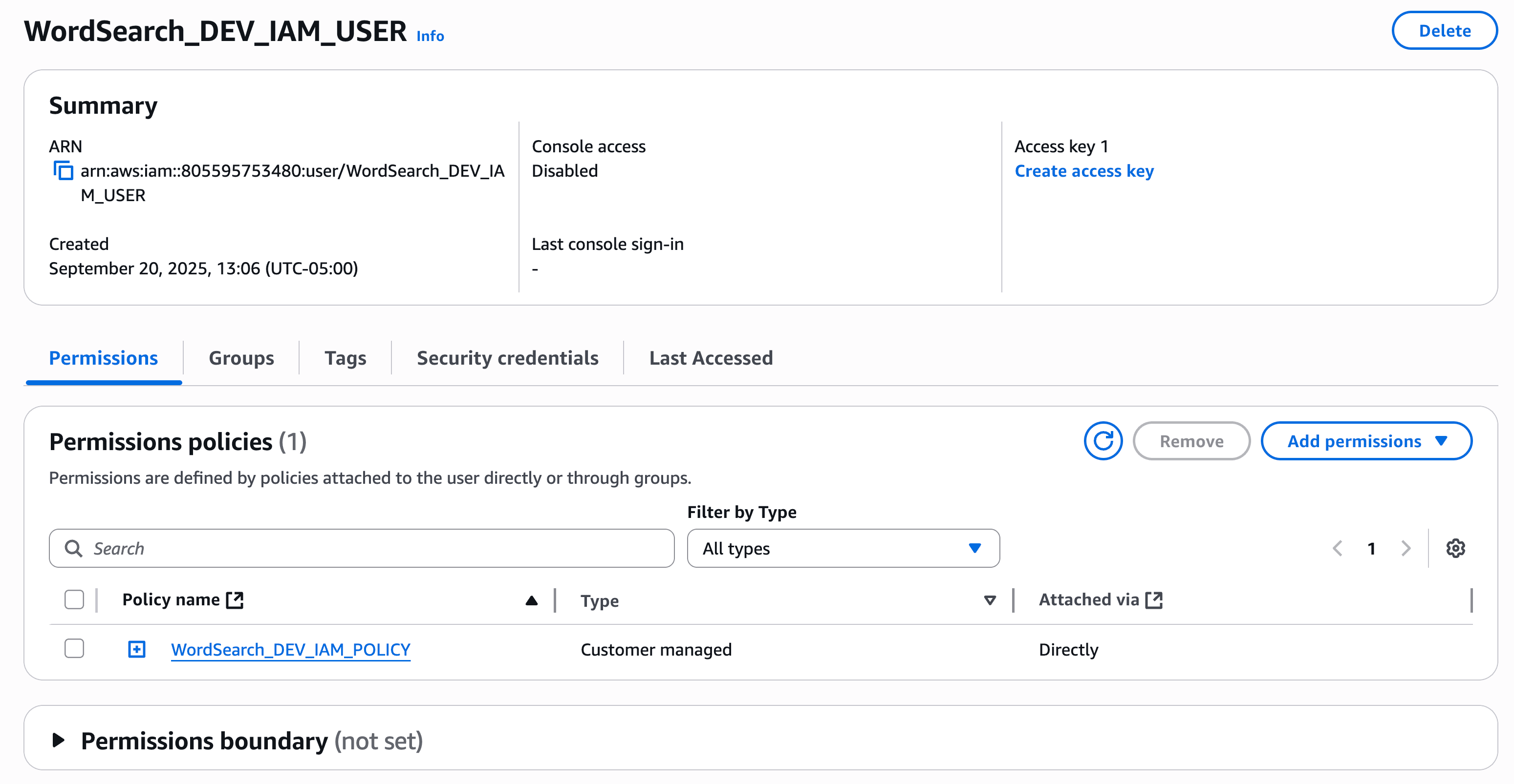 aws iam user