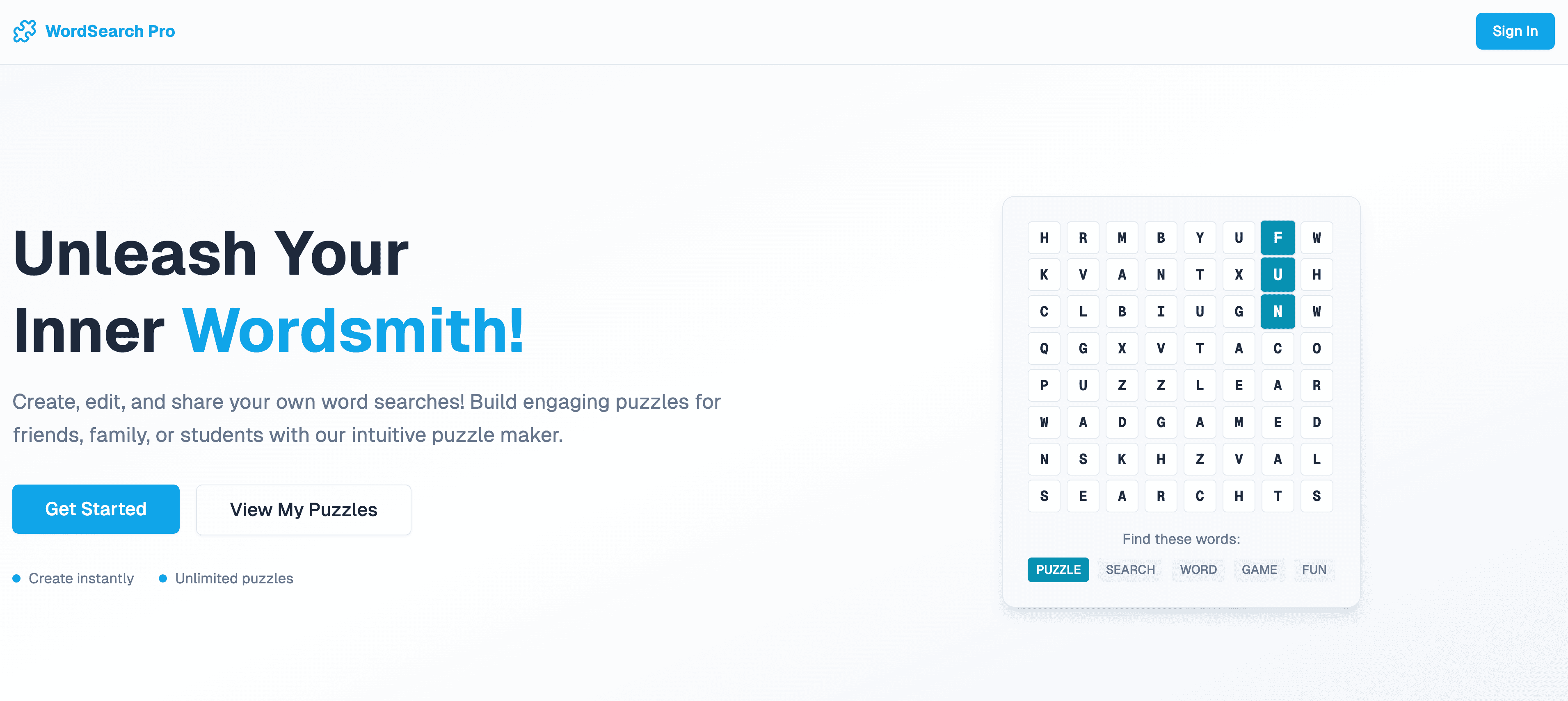 wordsearch game ui